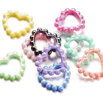 10Pcs 39x43mm Solid Color Plated Love Circle Acrylic Beads 3