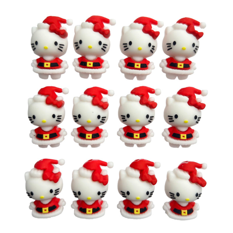 20Pcs Silicone 3D Focal Beads Christmas Cartoon Animals Variety 4