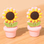 20pcs Silicone Focal Beads Flower Pot Sunflower Yellow White Flower Design 6