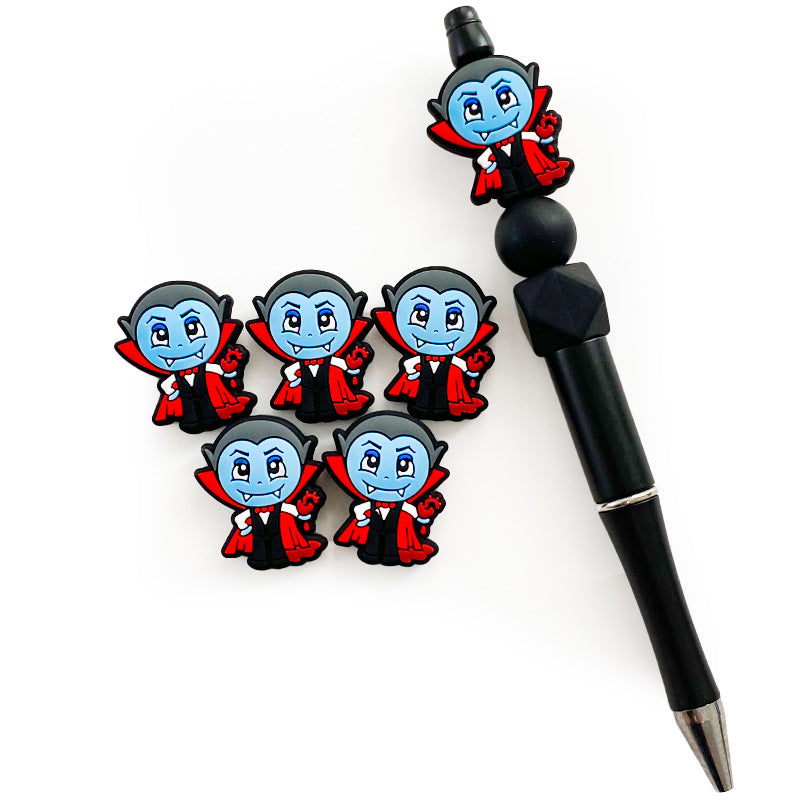 20pcs Silicone Focal Beads Vampire Holding Heart Detail 2