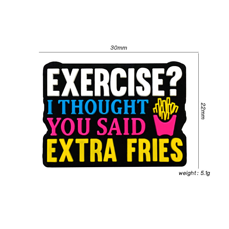 20pcs Silicone Focal Beads French Fries Printed Text Design 2
