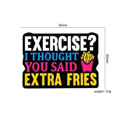 20pcs Silicone Focal Beads French Fries Printed Text Design 2