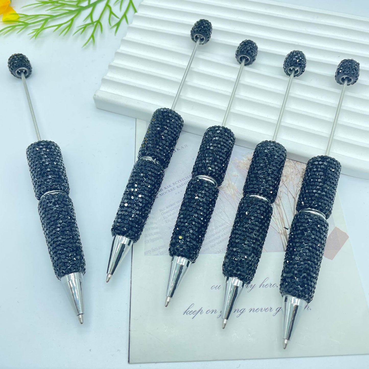 Full Solid Color Rhinestone Beadable Ballpoint Pens DIY Craft Supplies 10