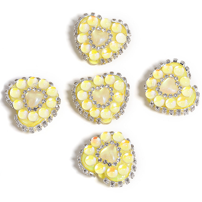 5pcs 21x25mm Chain Heart Rhinestone Beads Jewelry Making 9