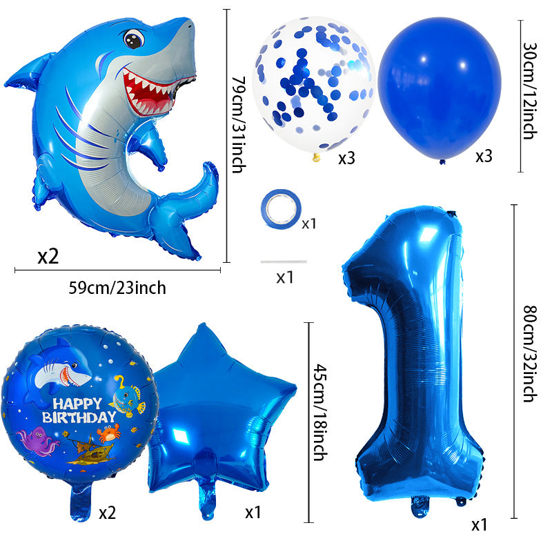 Ocean Shark Foil Balloon Set Kids Birthday Party Decoration 2