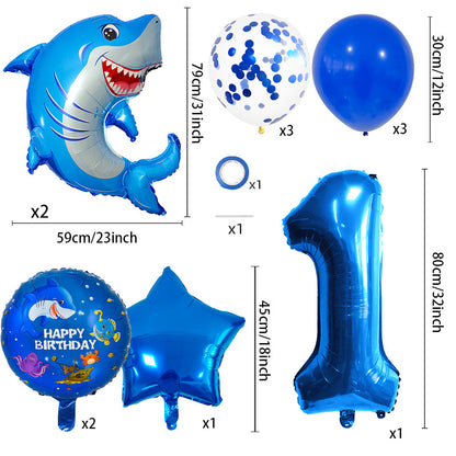 Ocean Shark Foil Balloon Set Kids Birthday Party Decoration 2