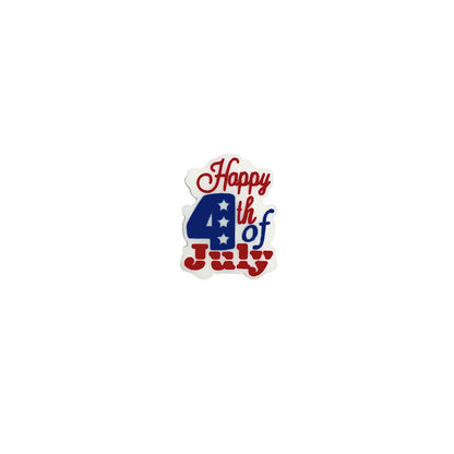 20Pcs Silicone Focal Beads Independence Day Printed Text and Flag Design 8