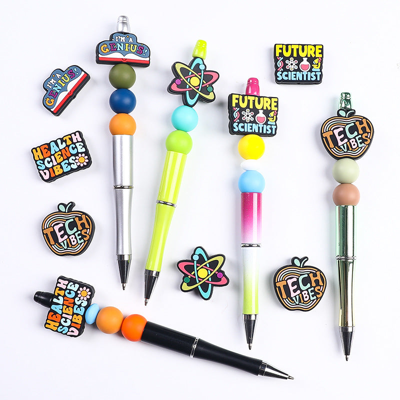 20Pcs Silicone Focal Beads Inspirational Letters Science Theme Variety 3