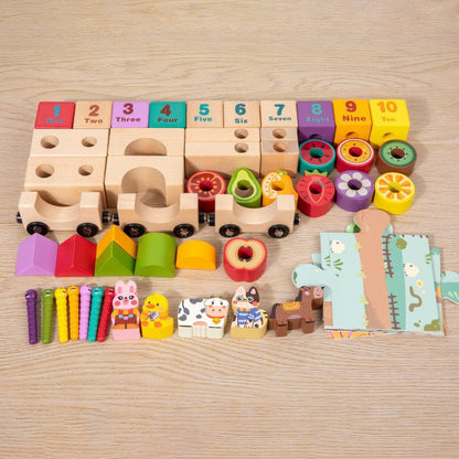 Wooden Building Blocks Educational Farm Toy for Kids 5