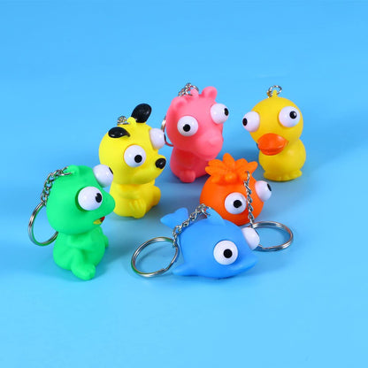 PVC Eyes Popping Out Farm Animal Squeeze Toys Keychains 10 Pack 2