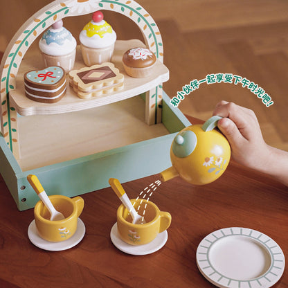 Wooden Pretend Play Toy Cake Rack Montessori Toy for Kids 3