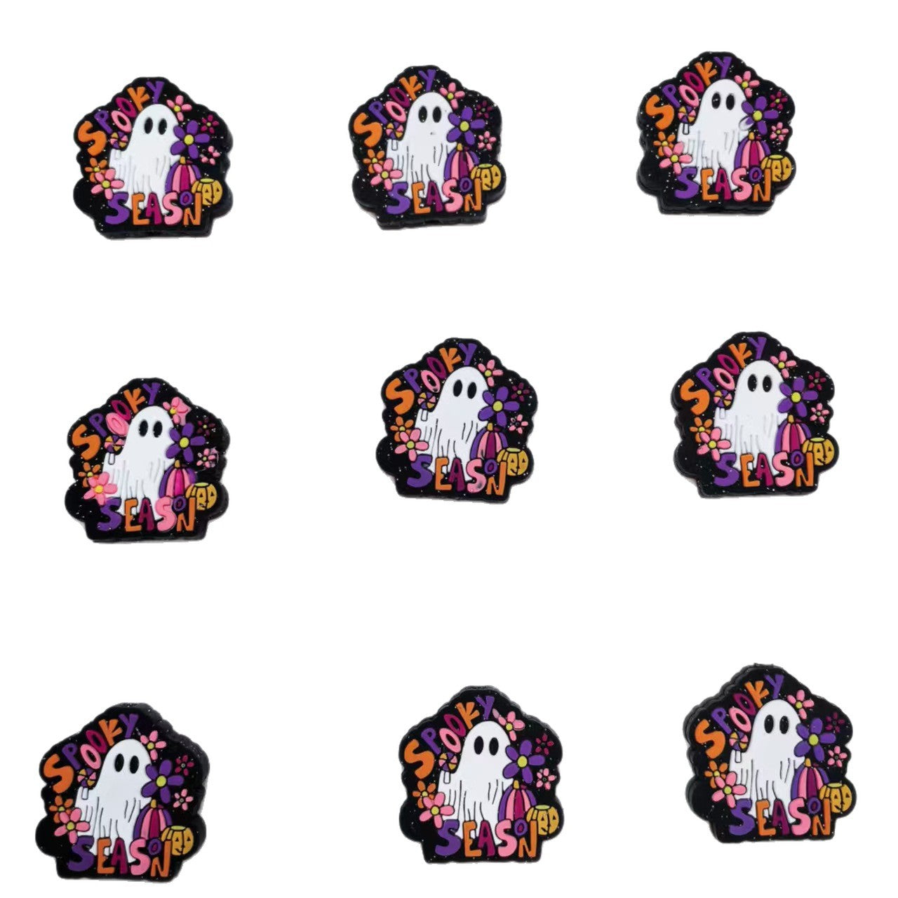 20Pcs Silicone Focal Beads Ghost Color Character Cards Front Facing 5