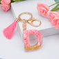 Resin Pink Tassel Letter Keychain A to Z Initial Charm 30