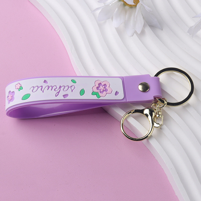 Cherry Blossom PVC Keychain Soft Rubber Bracelet Style 5