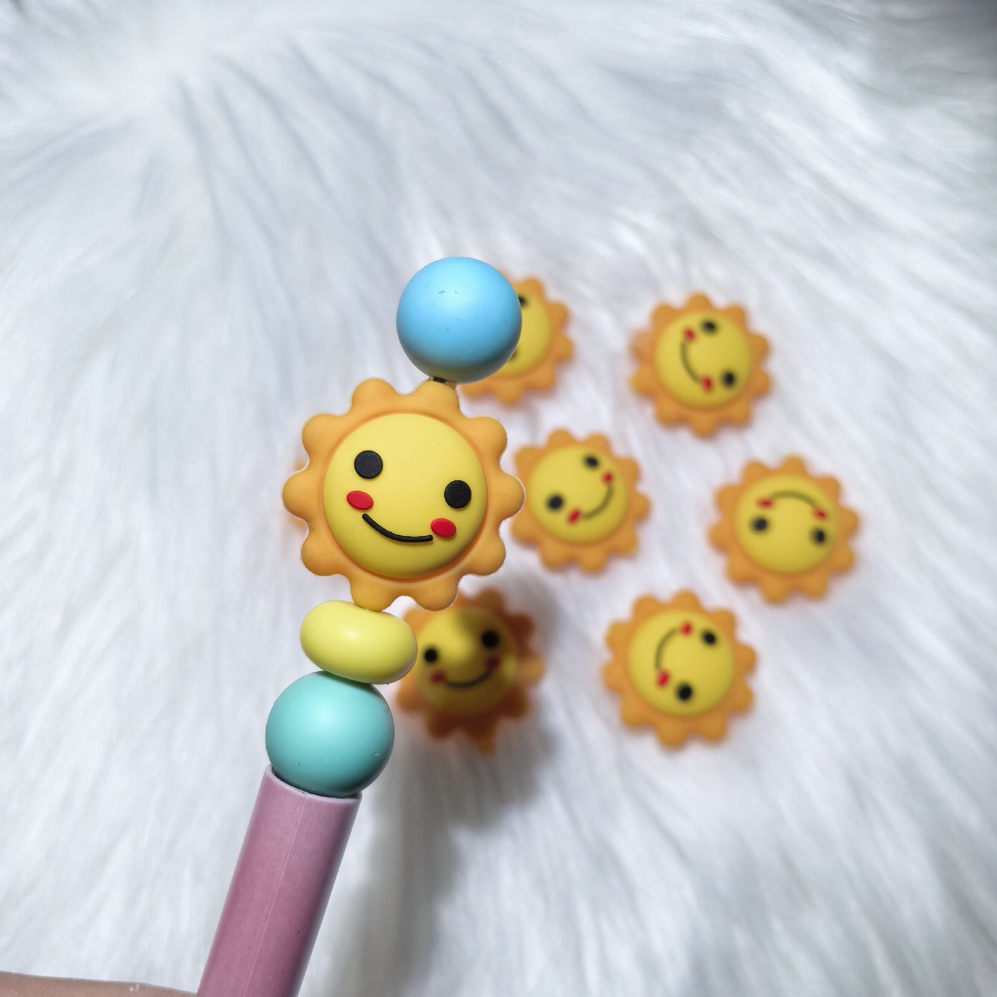 20Pcs Silicone 3D Focal Beads Stars Moon Sun Smiling Faces 5