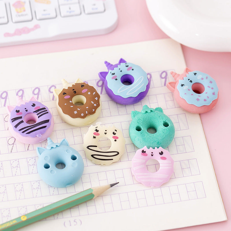 Donut Unicorn Cartoon Eraser Novelty Toy Random Color