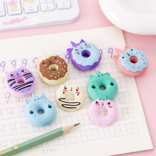Donut Unicorn Cartoon Eraser Novelty Toy Random Color