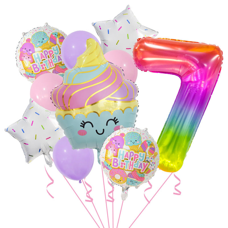 Cupcake and Number 3 Foil Balloons Birthday Party Decoration Set 20