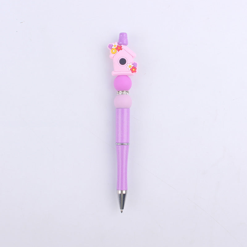 Flower Vase Room Silicone Beaded Pens Colorful Handmade Office Pen 13