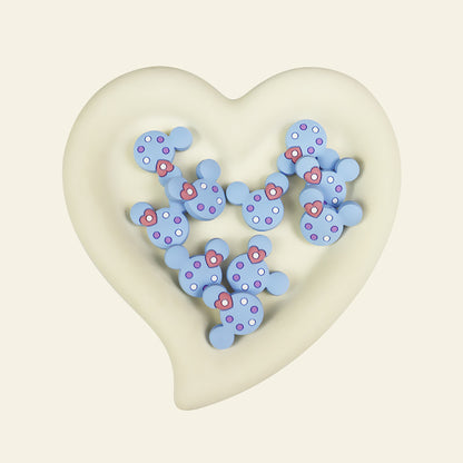 Silicone Focal Beads Round Ear Mouse Character with Polka Dot Detail 10