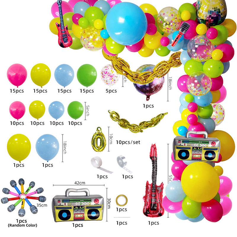Electric Guitar and Disco Foil Balloon Set Party Decoration 2