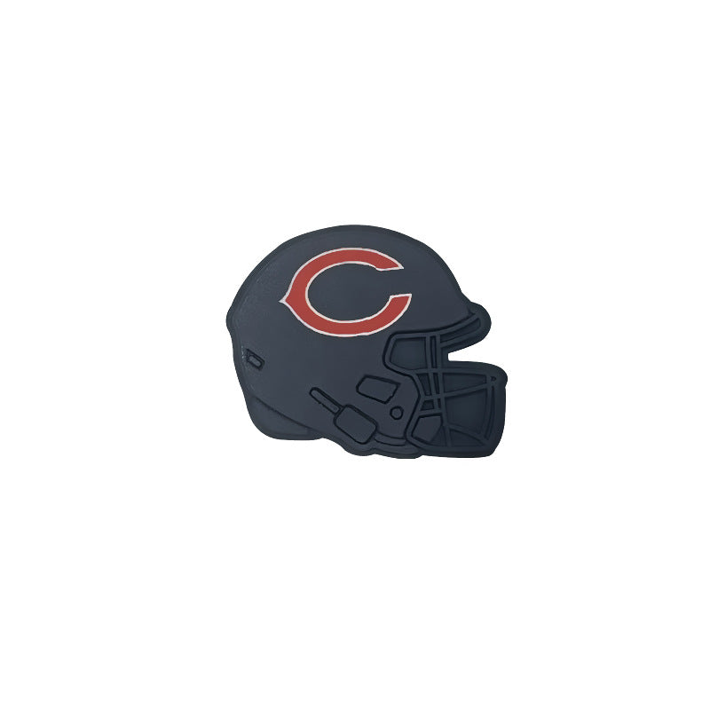 20pcs Silicone Focal Beads Football Helmet Printed Design 37