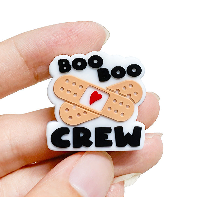 20Pcs Silicone Focal Beads Cartoon Band Aid with Heart Detail 5