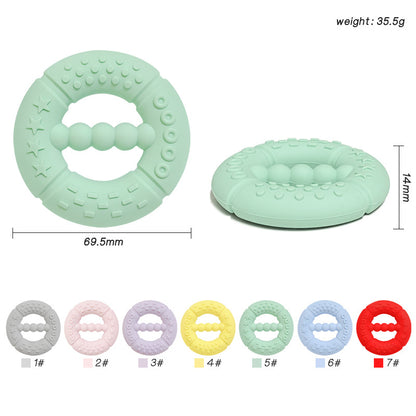 Silicone Baby Teething Ring Hand Grasping Teether Toy 2