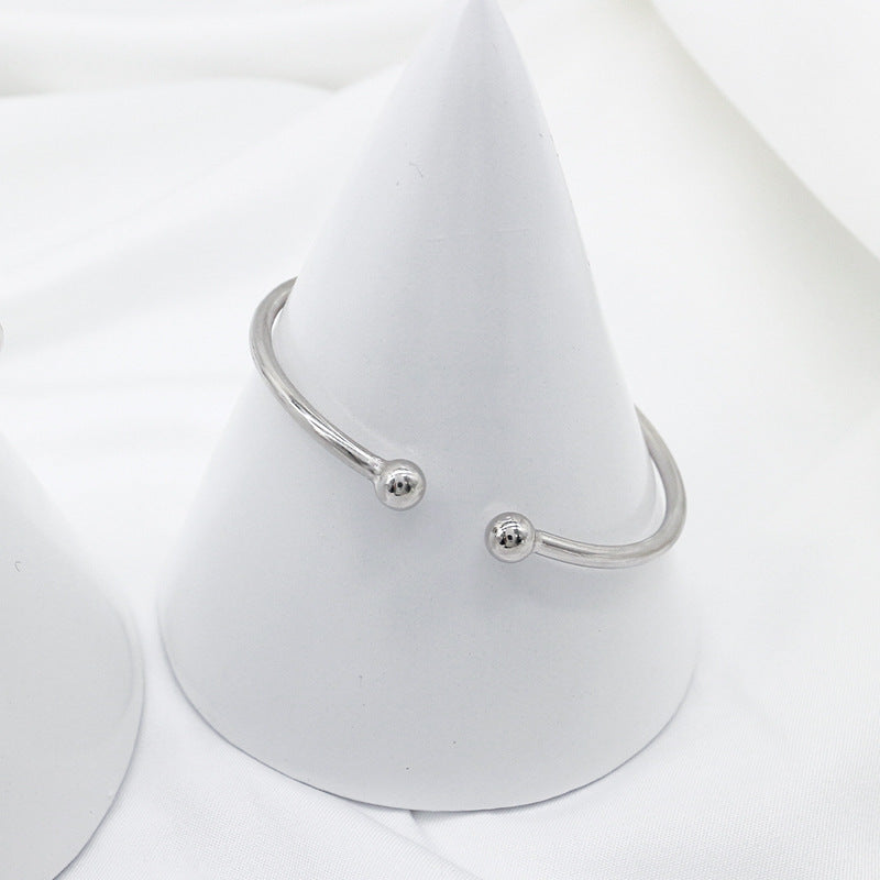Beadable Bracelet Titanium Steel C-Shaped Open Bangle DIY Craft Supplies 4