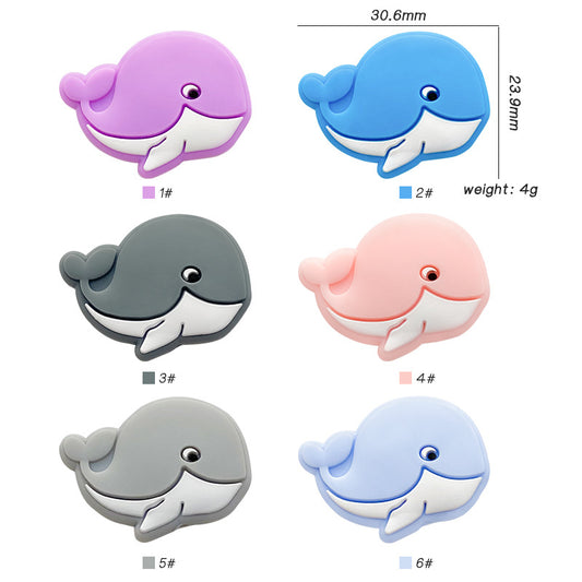 20pcs Silicone Focal Beads Whale Side Profile Design