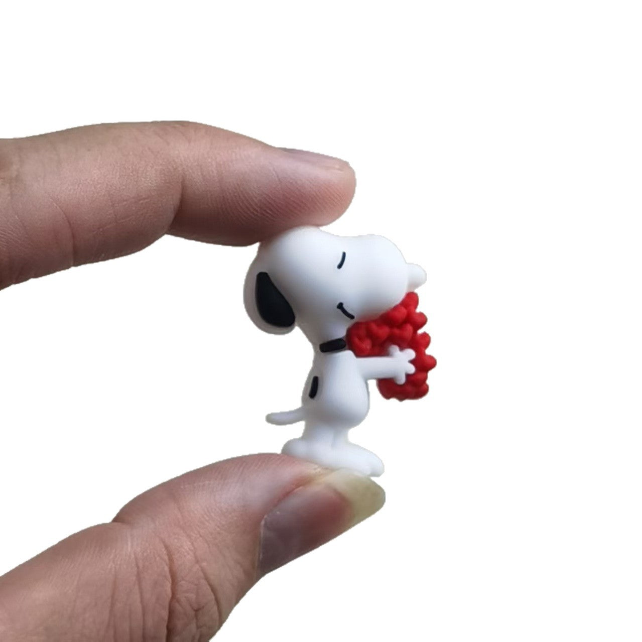 20Pcs Silicone 3D Focal Beads White Dog Holding Red Flower Shell Topper 3