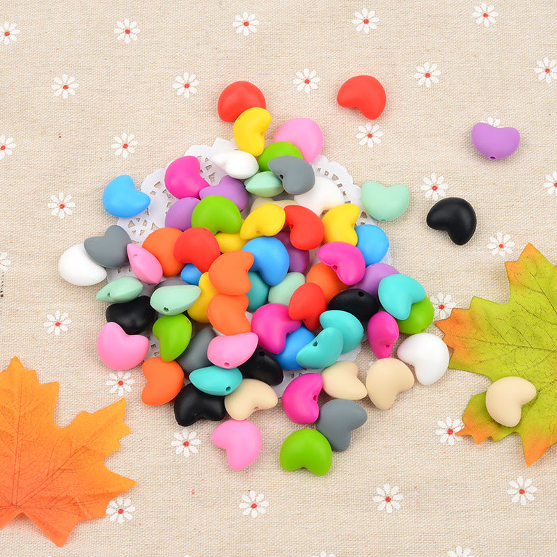 20pcs Silicone Focal Beads Heart Shaped Smooth Surface 2