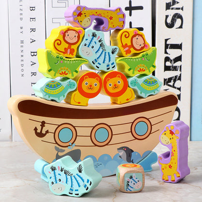 Wooden Animal Balance Building Blocks Educational Montessori Toy 3