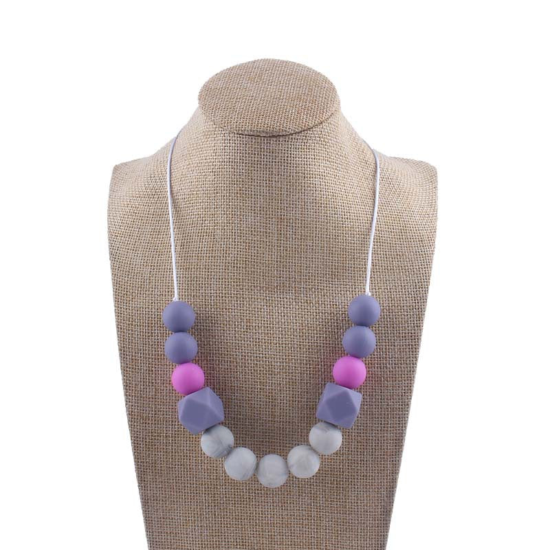 Silicone Bead Necklace Octagonal Beads and Round Beads 9
