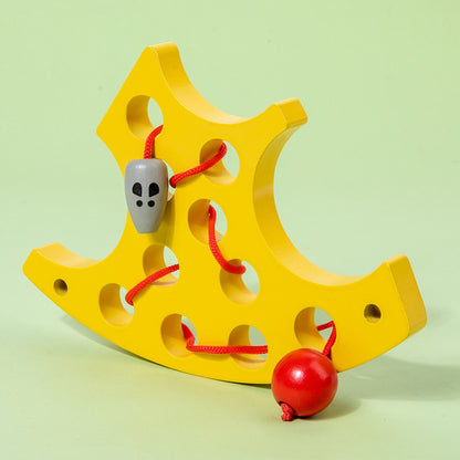 Wooden Cheese String Montessori Toys Educational Toy 2