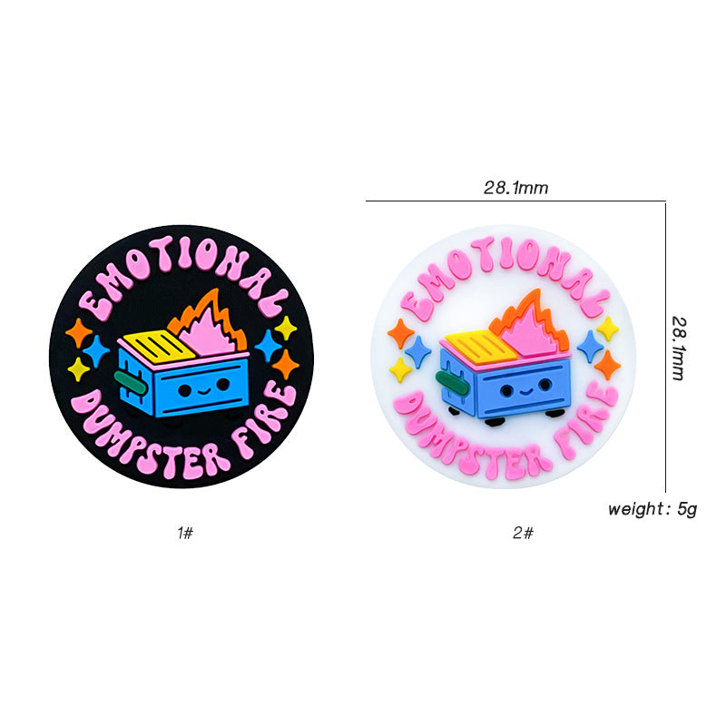 20pcs Silicone Focal Beads Cartoon Image of Firebox Round Flat Design 3