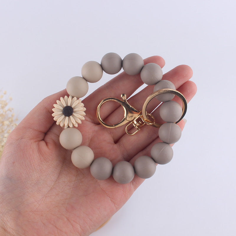 Daisy Rose Silicone Bead Wristlet Keychain 4