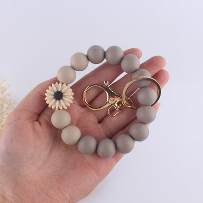 Daisy Rose Silicone Bead Wristlet Keychain 4