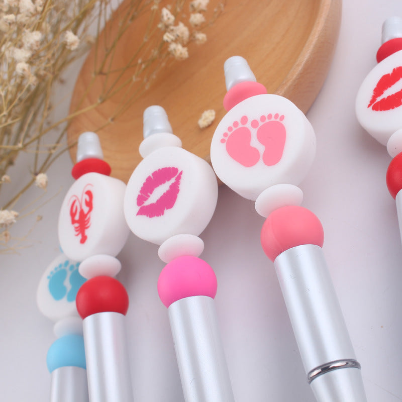 Heart Animal Silicone Beaded Pens Handmade Office School Supplies 3