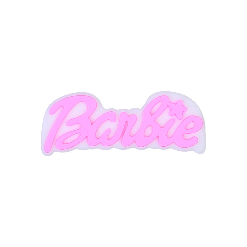 20pcs Silicone Focal Beads Letter Script with Star Dot Detail