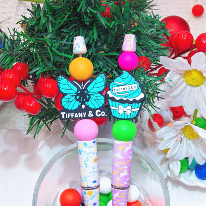 20Pcs Silicone Focal Beads Butterfly Cupcake Ice Cream Holding Sign Base 4