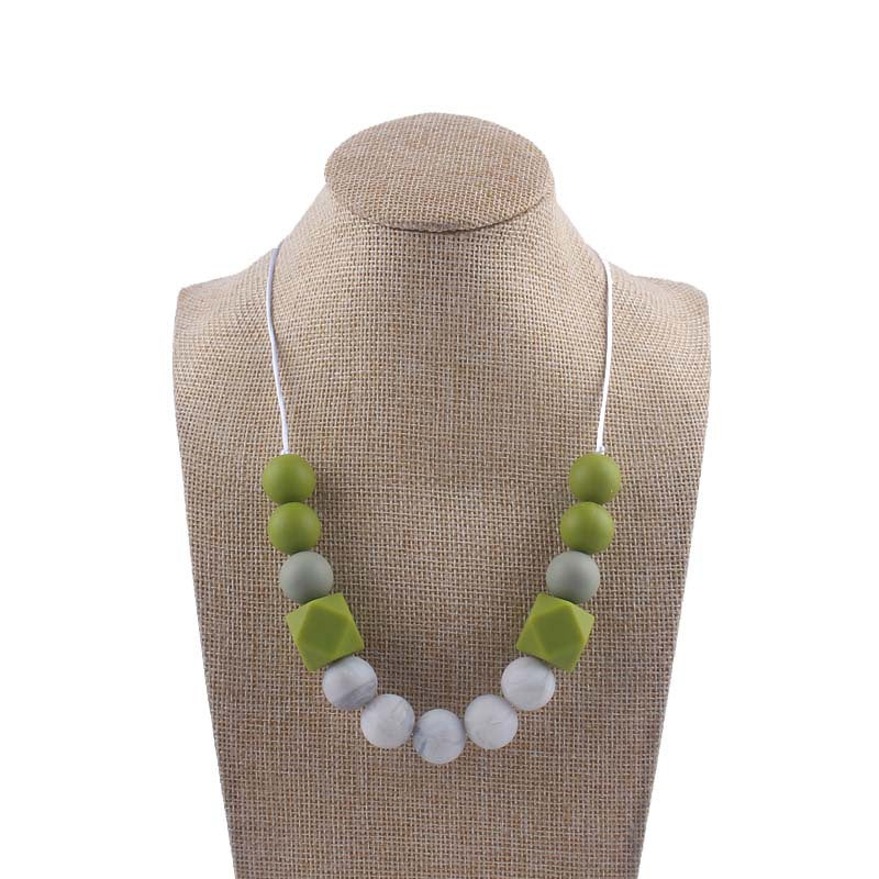 Silicone Bead Necklace Octagonal Beads and Round Beads 14