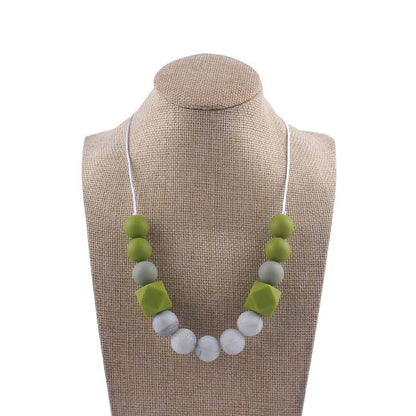 Silicone Bead Necklace Octagonal Beads and Round Beads 14