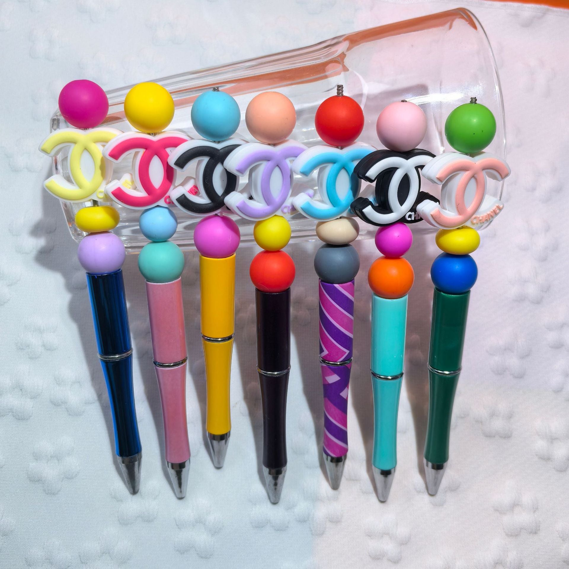 20Pcs Silicone Focal Beads Double C Logo Multi Color Variety