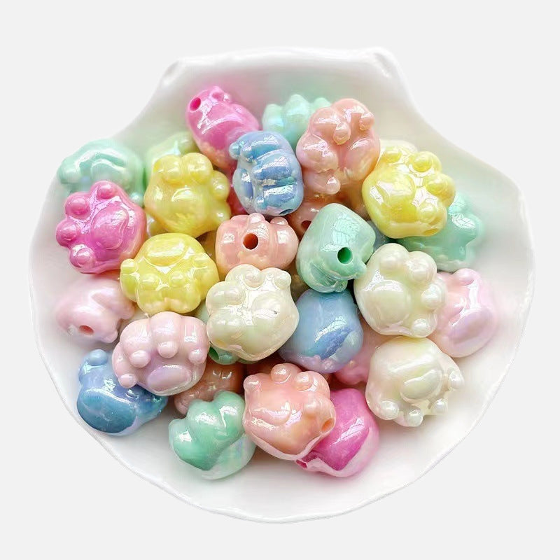 220pcs 18.5mm Cat Claw Acrylic Beads Pearl Finish DIY Bracelet Making