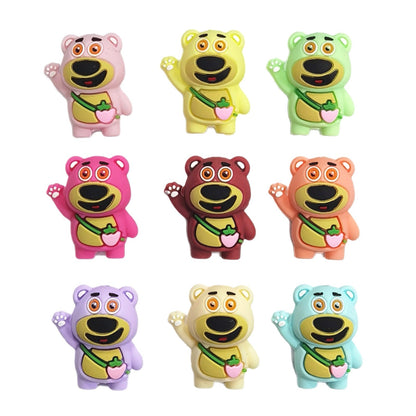 20Pcs Silicone 3D Focal Beads Strawberry Bear Holding Strawberry Charm