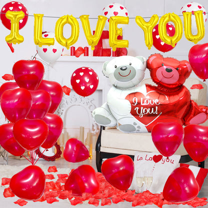 I Love You Foil Balloon Set Valentine's Day Conjoined Bear 20x25x1.5cm 3