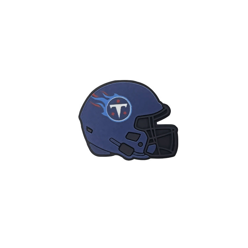 20pcs Silicone Focal Beads Football Helmet Printed Design 28