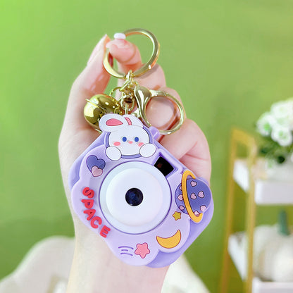 Light Up Rabbit Camera Plastic Keychain with Bell Charm 6