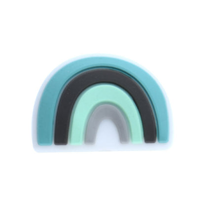 20pcs Silicone Focal Beads Rainbow Layered Arches Design 7